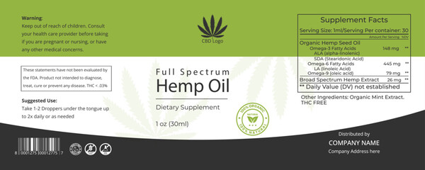 CBD Label Design Template, Hemp Oil Label Design and Product Packaging Design