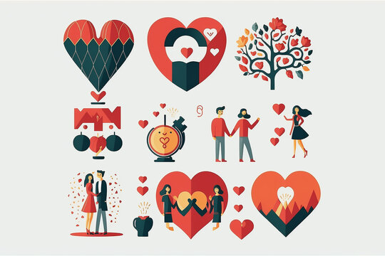 ilustração icones casal apaixonado dia dos namorados 