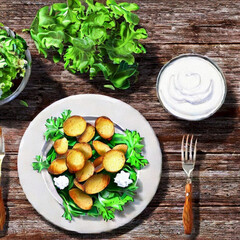 Bratkartoffeln mit Salat