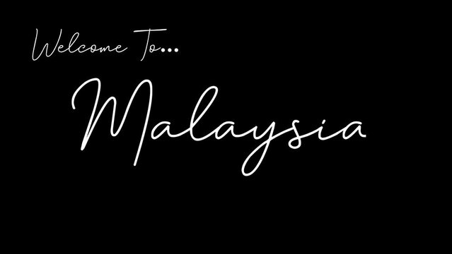 Welcome to malaysia word in black background. Animated welcome in overshot animation. This animation is suitable for greeting footage