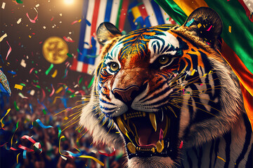 Image of a beautiful samba flag with a tiger.