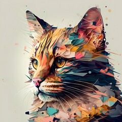 Cat abstract art illustration