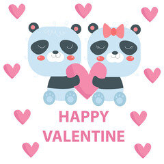 Flat illustration of Cute Animals Valentine suitable for kid design