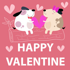 Flat illustration of Cute Animals Valentine suitable for kid design