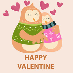 Flat illustration of Cute Animals Valentine suitable for kid design