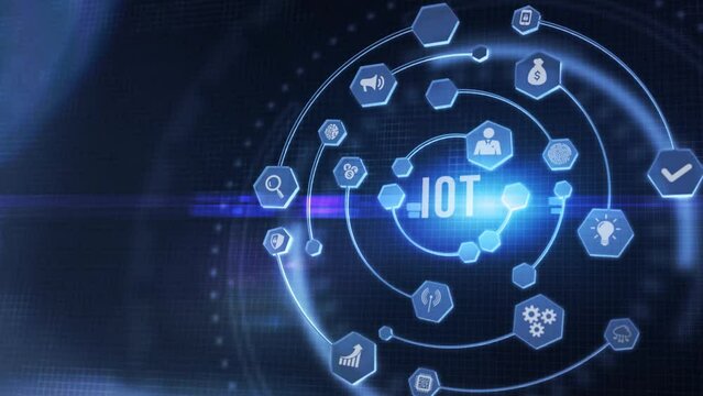 Internet of things - IOT concept. Businessman offer IOT products and solutions. Internet, business, Technology and network concept. 3d illustration.