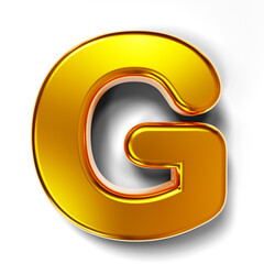 3D golden text G isolated on transparent background