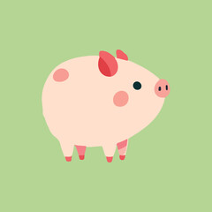 cute baby pig in isolated background,vector icon