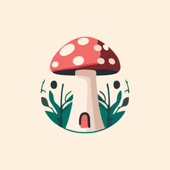mushroom logo in isolated background
