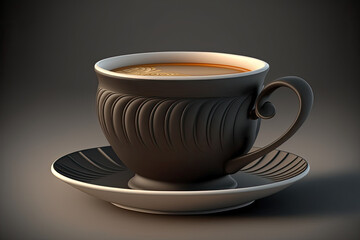 Brown cup of hot coffee