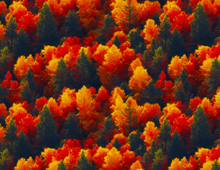 Fototapeta na wymiar background of tall autumn trees on a mountain minimalist abstract