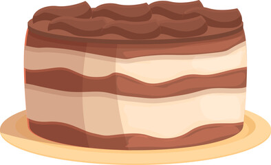 Chocolate tiramisu icon cartoon vector. Cake dessert. Cream food