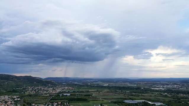 Rain clouds with heavy rain timelaps - Valence, France