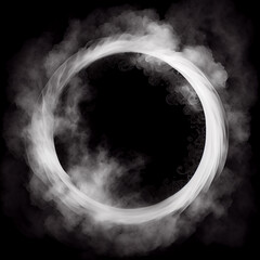 Ring of smoke. Isolated on black background. Smoke illustration.