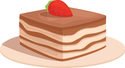 Strawberry tiramisu icon cartoon vector. Cake dessert. Food cream