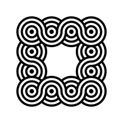 Geometric circle of circles shaped logo design. Round monochrome icons on white background. Branding logotype design element for corporate style