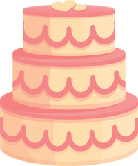 Flower wedding cake icon cartoon vector. Birthday design. Bride topper