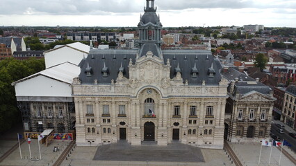 Drone photo mairie Roubaix france europe - obrazy, fototapety, plakaty