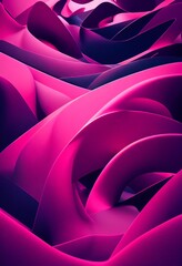 Colorful magenta wavy shapes abstract background. Decorative vertical illustration with metalic texture. Shiny material colorful magenta wavy shapes pattern.