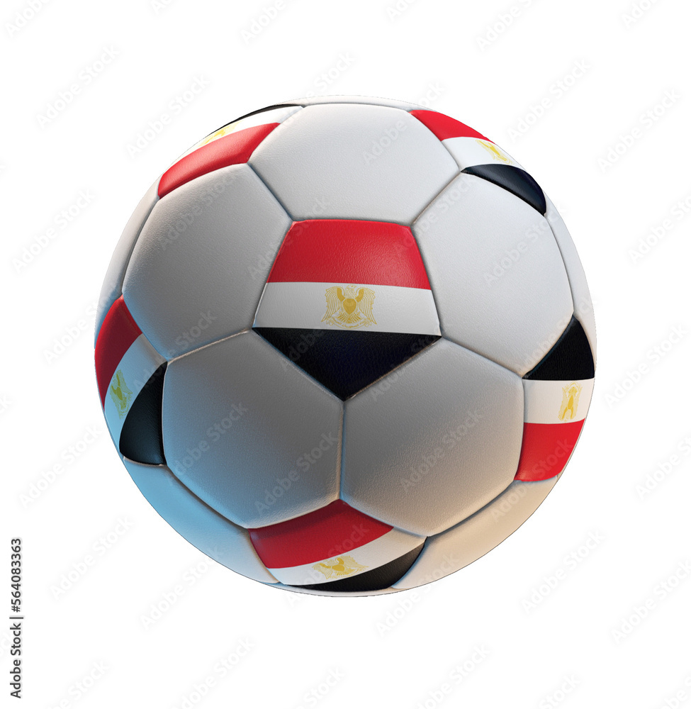 Wall mural Soccer ball with the flag of Egypt on isolated transparent. 3D Rendering