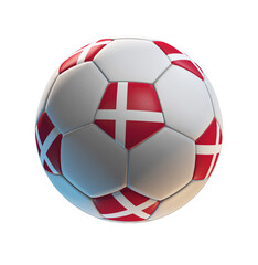 Obraz premium Soccer ball with the flag of Denmark on isolated transparent. 3D Rendering