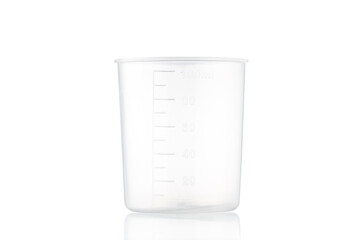 Transparent plastic jar 100 ml on a white background.