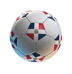 Soccer ball with the flag of Dominican Republic on isolated transparent. 3D Rendering