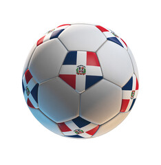 Obraz premium Soccer ball with the flag of Dominican Republic on isolated transparent. 3D Rendering