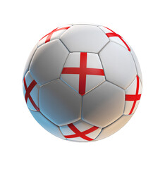 Soccer ball with the flag of England on isolated transparent. 3D Rendering