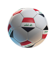 Soccer ball with the flag of Irak on isolated transparent. 3D Rendering