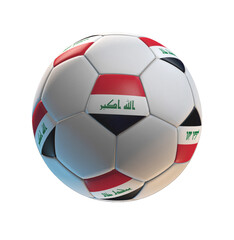 Fototapeta premium Soccer ball with the flag of Irak on isolated transparent. 3D Rendering