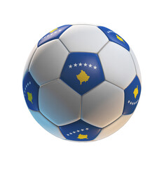 Fototapeta premium Soccer ball with the flag of Kosovo on isolated transparent. 3D Rendering
