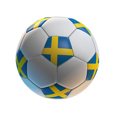 Obraz premium Soccer ball with the flag of Sweden on isolated transparent. 3D Rendering