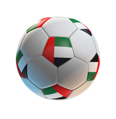 Obraz premium Soccer ball with the flag of United Arab Emirates on isolated transparent. 3D Rendering