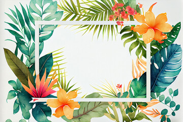 Tropical frames with leaves, flowers for party invitations, sale posters and wedding cards. Collection of templates. - 564083946
