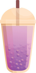 Violet bubble tea icon cartoon vector. Drink pearl. Asian ice
