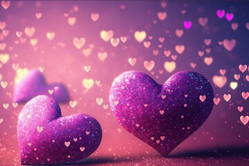 Obraz premium Threesome of glitter hearts with sparkles
