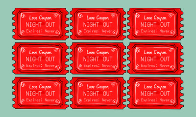 day night coupon valentine day set vector flat design