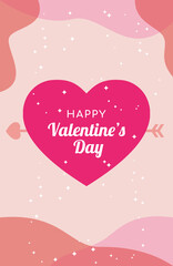 Happy Valentine's day. Valentine's day card with a heart and cupid arrow.
Symbol of love. Vector illustration