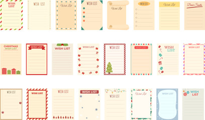 Wish list icons set cartoon vector. Christmas post. Winter wishlist