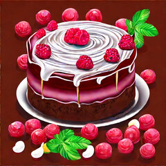 Schokoladentorte mit Himbeeren