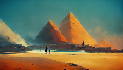 Naklejka na ściany i meble Pyramid Complex in Aswan city by the Nile, Egypt
