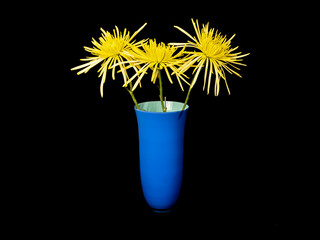 Blue Flower Vase With Yellow Flowers