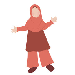 Illustration of Cute Muslim Little Girl