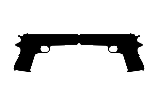 Silhouette Pistol or Handgun Gun Pistol for Art Illustration, Logo, Pictogram, Website or Graphic Design Element. Vector Illustration