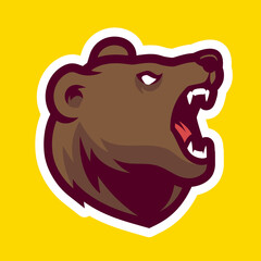 Bear head cartoon character mascot
