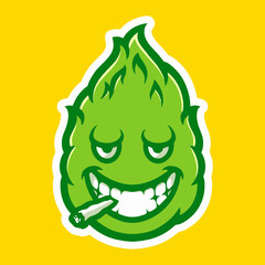 Cannabis bud cartoon character mascot