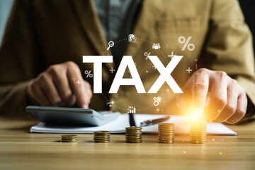Tax payment and tax deduction planning involve strategies to minimize tax liability. This includes maximizing deductions and credits, deferring income, and accelerating deductions. tax professional - obrazy, fototapety, plakaty