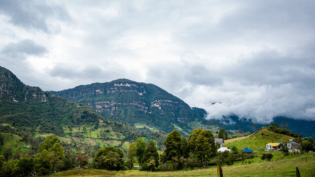 landscape with mountains and clouds from choachi cundinamarca colombia 