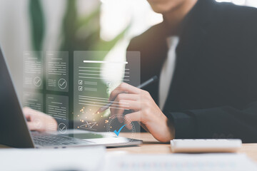 businessman reviewing and managing business documents and agreements online,signing a business...